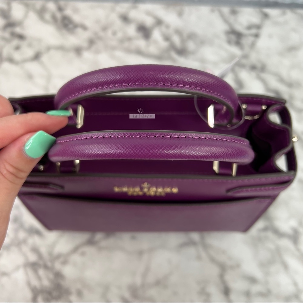 Kate Spade Staci Plum Pie Small Satchel Crossbody & Slim Card Holder Wallet - Picture 6 of 16